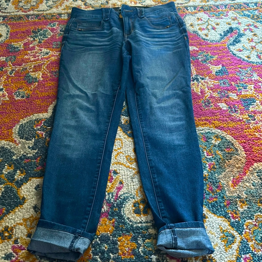 Denim high waisted skinny jeans with fade.